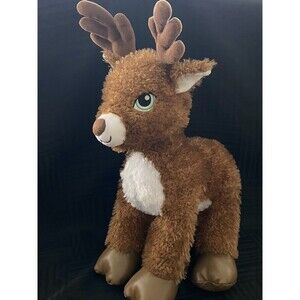 Build A Bear fuzzy brown soft green eyed Reindeer Plush Christmas plush 18" 2021